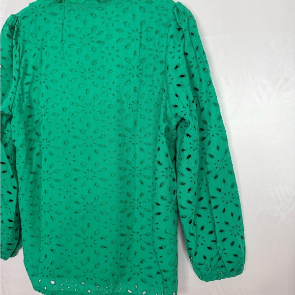 NWT Green Eyelet Long Sleeve Blouse – Size Small – Lined - Picture 6 of 9